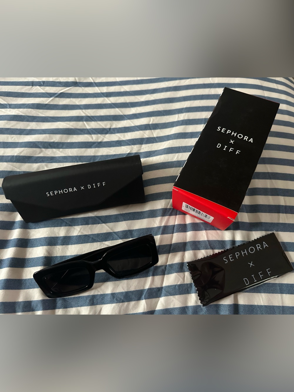 Sephora x Diff Black Rectangular Sunglasses